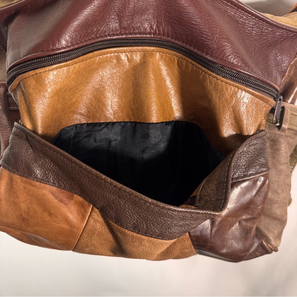 Vintage Slouchy Leather Patchwork Crossbody Bag - Picture 7 of 10